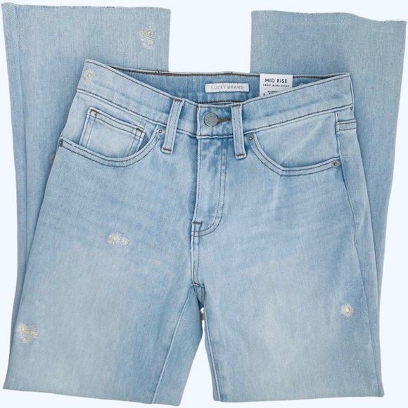 Lucky Brand Ava Mid Rise Crop Mini Boot with Floral Embroidery. Size 2 - Picture 4 of 14